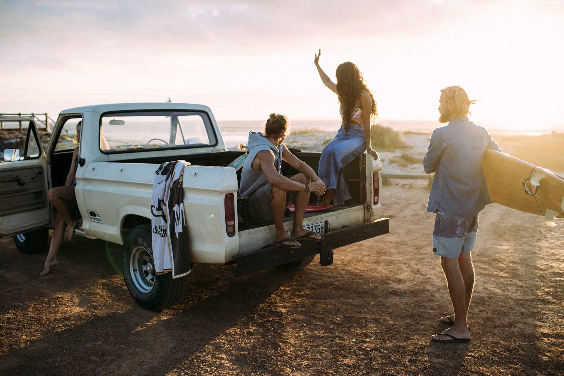 Strand Sonnenuntergang Lifestyle Fotograf Freunde Sommer