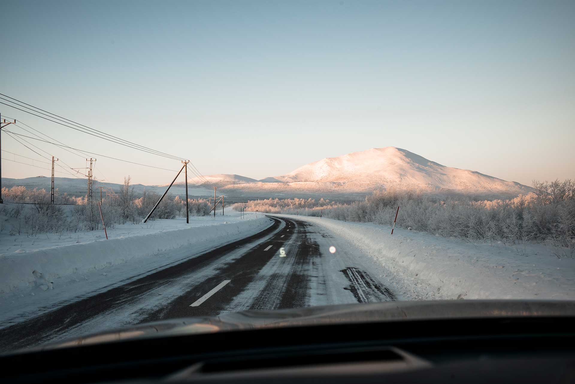 Reise Straße Winter Schnee Automotive Volvo Landschaft Fotograf